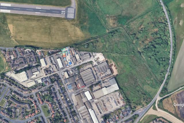 The site proposed for the development seen from the air.