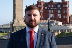 Chris Webb MP outside the Metropole Hotel