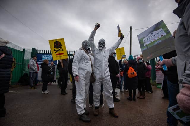 Fleetwood residents protest on Jameson Road and outside Transwaste
