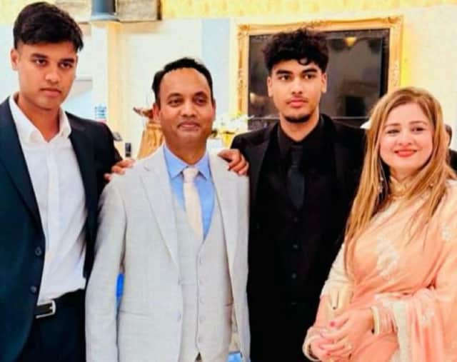 The Ahmed family in happier times L-R, Adil, dad Basir, Absi and mum Sammi