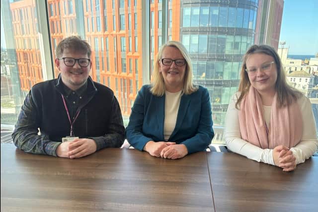 Cllr Lynn Williams, Leader of Blackpool Council with Alfie and Abi, two of the young people who will be involved in supporting the project.