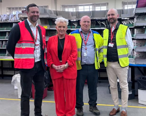 Fleetwood and Blackpool North MP Lorraine Beavers met staff at Fleetwood Delivery Office
