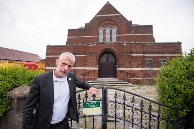 Mark Butcher outside the United Reformed Church on Rossall Road in Cleveleys