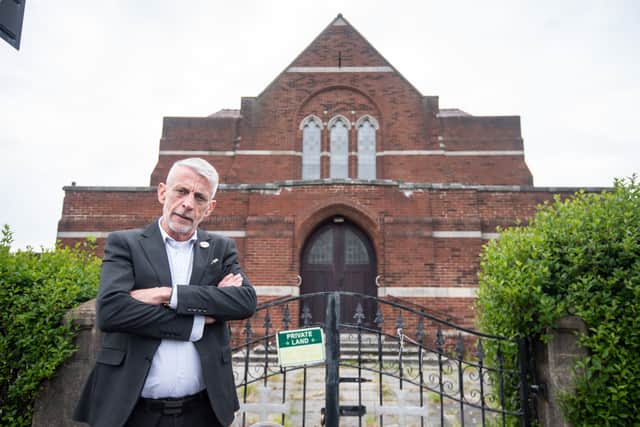 Mark Butcher outside the United Reformed Church on Rossall Road in Cleveleys