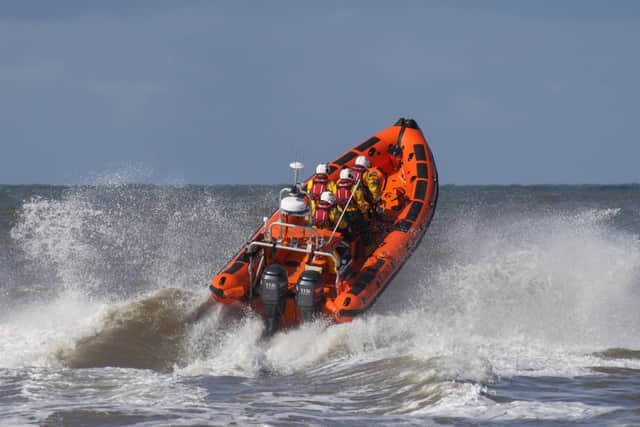 Blackpool Atlantic 85 inshore lifeboat William and Eleanor B-867 in surf