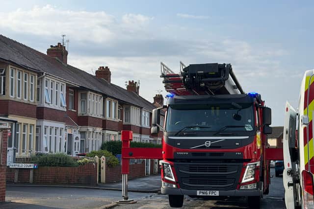 Lancashire Fire and Rescue are currently on the scene after a direct lightning strike to a property in Fleetwood caused damaged to a chimney.