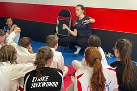 Taekwondo Olympian Laurent Williams hosts a Q&A at Mount Taekwondo Academy in Fleetwood