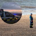 The scene following the fatal sea rescue at Rossall. Picture: HM Coastguard