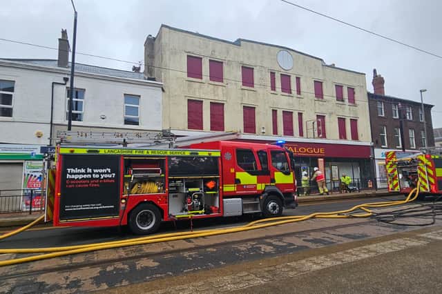 Lancashire Fire and Rescue tackle major fire at empty Ex-Catalogue Outlet in Lord Street, Fleetwood