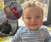 John McGowan-Fazackerley (inset bottom) accused of sexually abusing baby Preston Davey (pictured) he was trying to adopt has denied trying to “deflect and distance” himself from the boy’s death and ex-partner Jamie Varley (inset above)