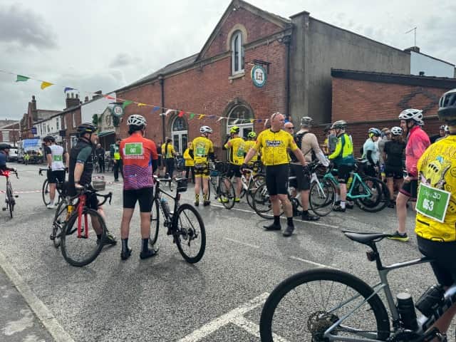 Cyclists gather at the start of The Taps, Lytham 28th annual charity bike ride