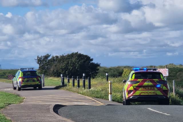 Police near the scene of an incident in Fleetwood