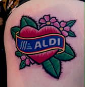 The Aldi tattoo requested by a fan of the cut-price supermarket.