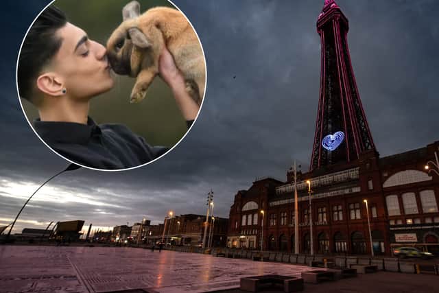 Blackpool Tower was lit up blue in tribute to  animal-lover Bailey Lister