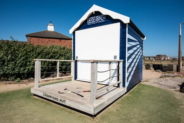 One of the beach huts on St Anne's promenade has been transformed in celebration of the AIG Women's Open Golf tournament. Photo: Lucinda Herbert