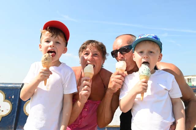 Sunny scenes in St Anne's as people enjoy the heatwave on the beach.