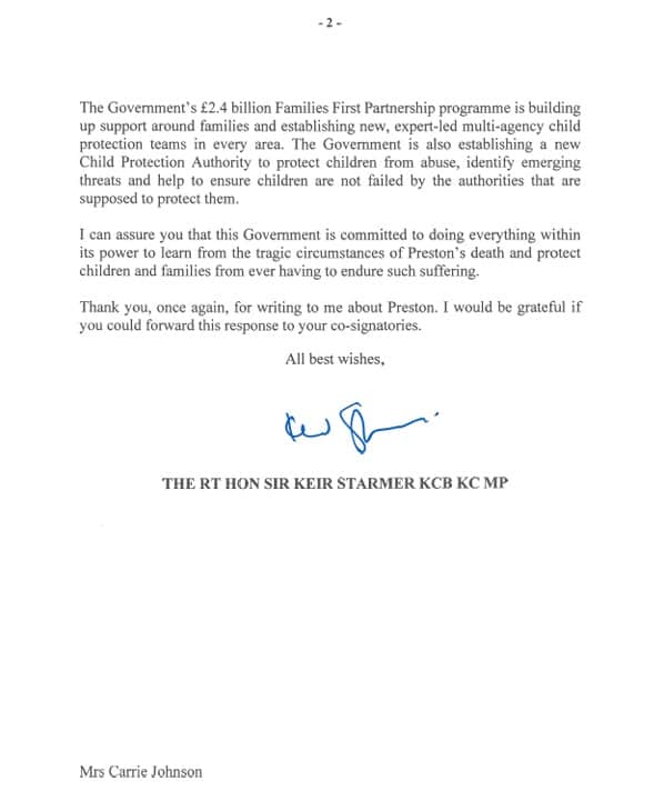 Prime Minister Keir Starmer responds to Gazette's call for national public inquiry into Preston Davey failings