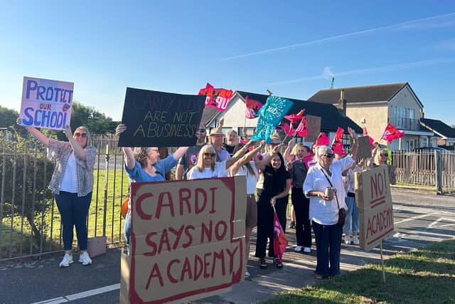 Staff on strike this week at Cardinal Allen Catholic High in Fleetwood over the prospect of academy conversion