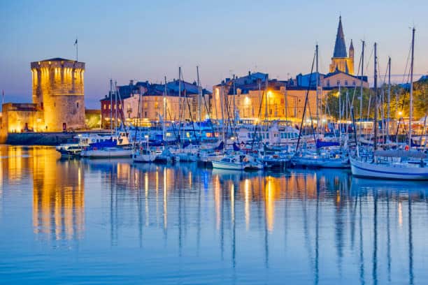 The touristic La Rochelle boat harbor on the Atlantic coast of France