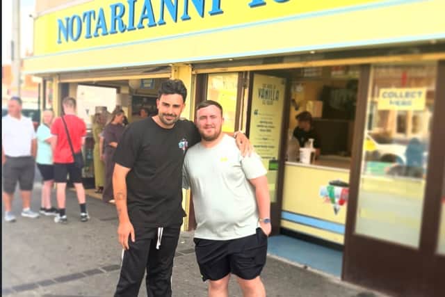 Luke Littler and Notarianni owner Luca Vettese.