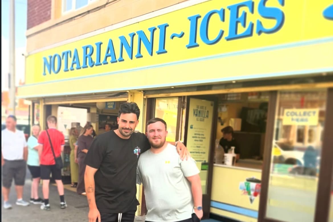 PDC Darts star Luke Littler visits Blackpool's beloved Notrianni's before ...