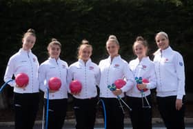 Gymnasts from the Fylde Coast Rhythmic Academy will be representing Great Britain at the 42nd Rhythmic Gymnastics World Championships in Frankfurt, Germany.  Pictured are Erin, Elisa, Jersey, Tallulah and Lottie with head coach Ana Blackburn.