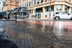 Burst water pipe on Market Street, Blackpool