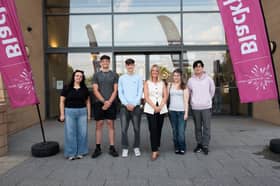 A Level class of 2026 celebrate high grades at Blackpool Sixth. Nicola Craven, Principal with some of the high performing students