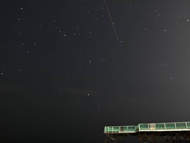 The annual Perseid meteor shower above St Annes Pier