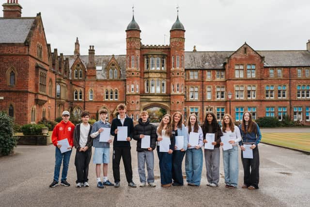 Rossall students celebrate their results. Credit Rossall