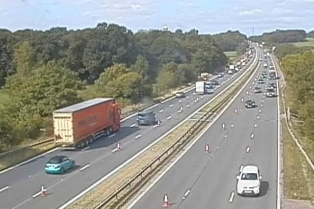 One lane was closed in both directions on the M6 between junction 32 for Broughton and junction 33 for Galgate for much of Monday (August 24)