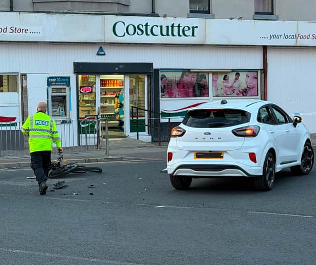 Pictures from scene as car and e-bike collide on Hornby Road in Blackpool as Lancashire Police attend incident
