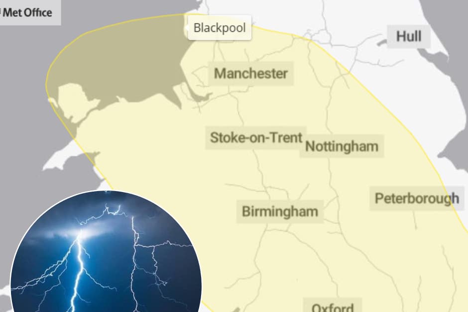 Met Office issues thunderstorm warning for Blackpool amid large hail ...