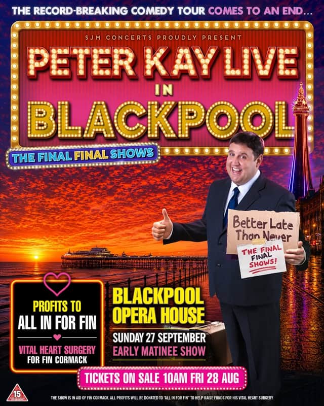 Peter Kay has announced a special one-off performance at Blackpool Opera House, with all profits from the show being donated to the ‘All In for Fin’ fundraising campaign.