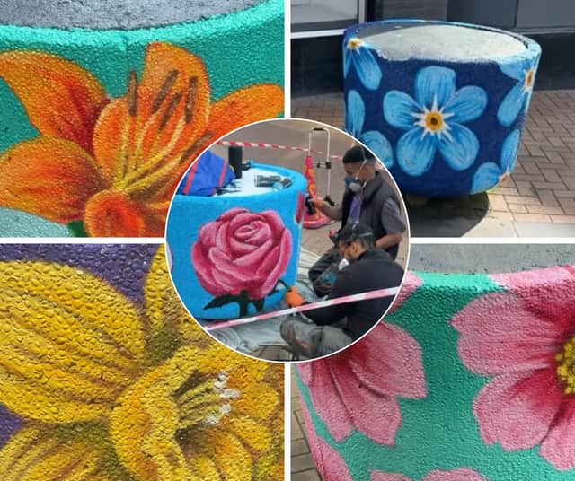 Blackpool’s streets have been given a colourful makeover with new planters, benches and murals created by the Coastal Colour Club.