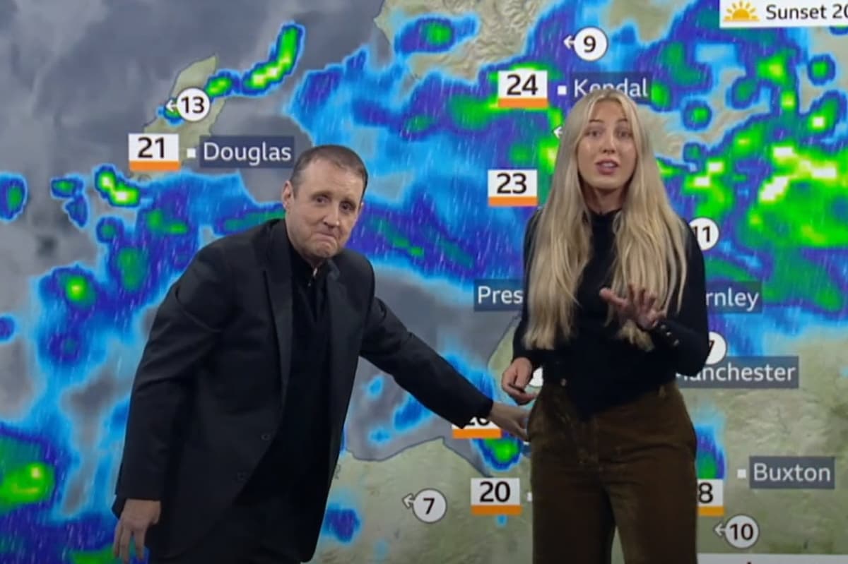 Peter Kay stört die Live-Wetterberichterstattung des BBC-Wetterexperten ...