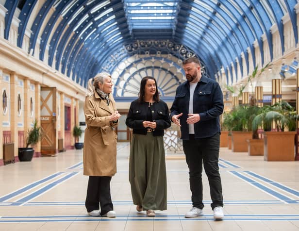 Tourism minister Stephanie Peacock visits Blackpool with MP Chris Webb. She is pictured with Chris Webb MP and Kate Shane MBE from Blackpool Tourism Ltd
