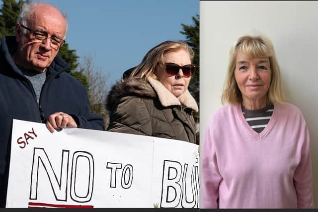 Cllr Lynn Bowen (right) and campaigning residents have objected to proposals for a large housing development in Stalmine