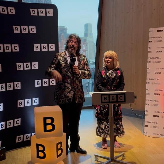 TV star Laurence Llewelyn-Bowen alongside Toyah Willcox at a special Blackpool Illuminations Switch-On event tells Culture Secretary Lisa Nandy she would be 'mad' not to make Blackpool City of Culture 2029