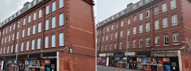 Before and after photos of the site.