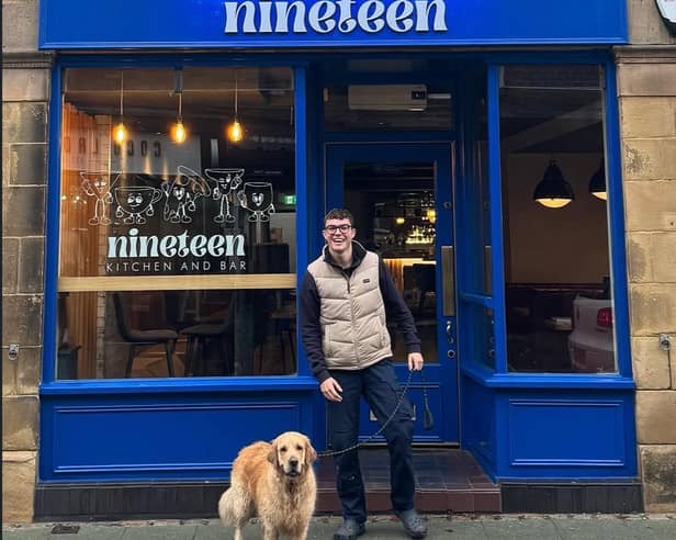 Declan and his dog outside Nineteen