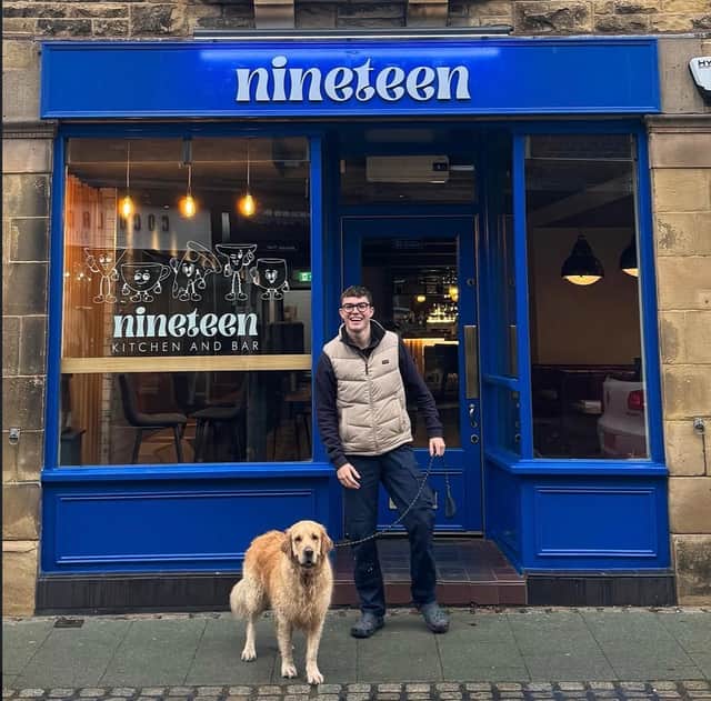 Declan and his dog outside Nineteen