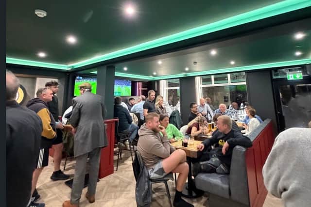 Inside Treble 20, Declan's second bar.