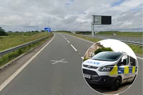 A black SUV has crashed and caused gridlock on the M55.