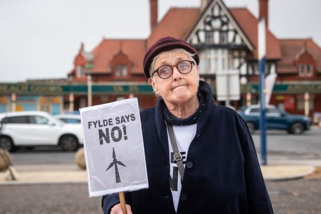 Rosaleen Forsey of Fylde Says No greets the decision for the windfarm cable.