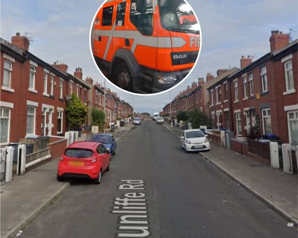 Firefighters tackled a blaze in Cunliffe Road