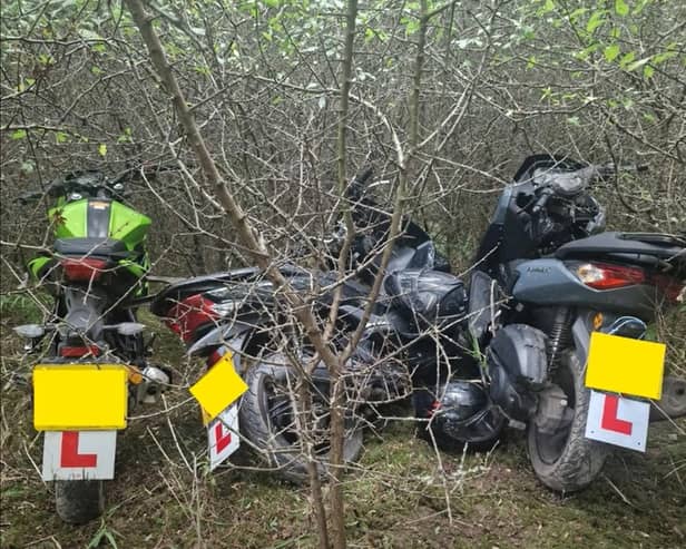 The mopeds were located in a secluded area