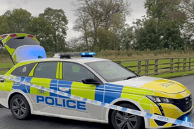 Police at the scene in Kirkham Road following a crash outside HMP Kirkham this morning (Saturday, September 19)