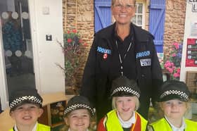Children from Hawes Side Academy with PC Savage