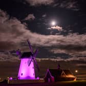 Iconic Fylde coast landmark Lytham Windmill lit purple for Cauda Equina Awareness Day